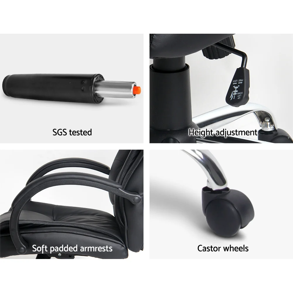 Artiss Executive Office Chair Leather Tilt Black - Nurns