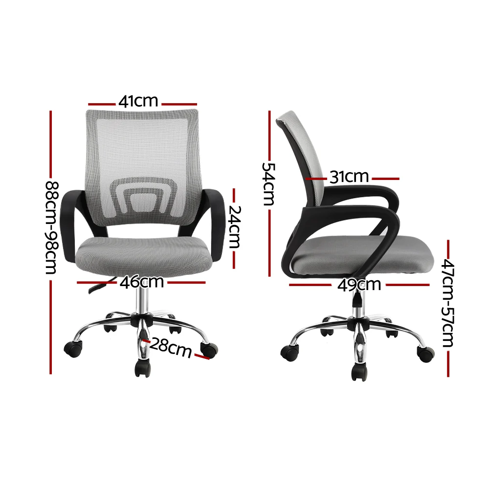 Artiss Mesh Office Chair Mid Back Grey - Nurns