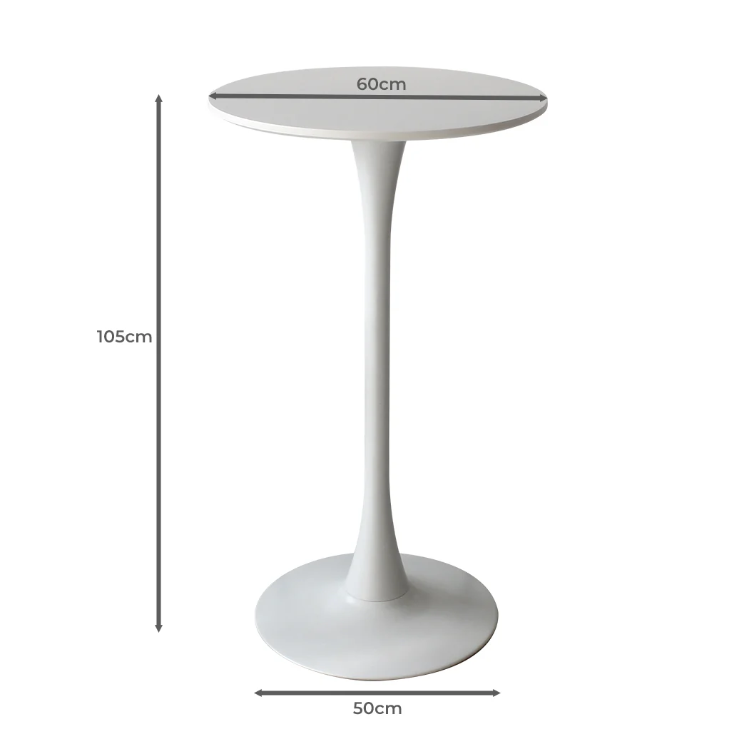 Set of 2 Round Bar Table Pub Tables - White - Nurns