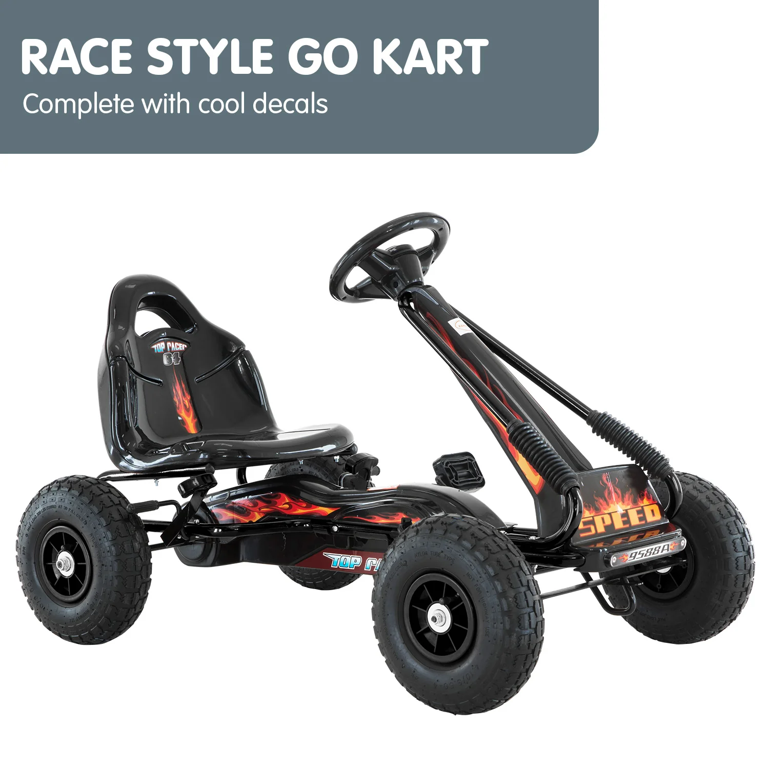 Kahuna G95 Kids Ride On Pedal-Powered Go Kart - Black - Nurns