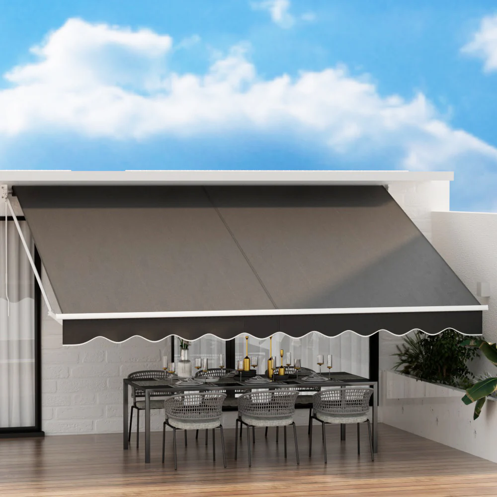 Instahut Retractable Folding Arm Awning Motorised Sunshade 4.5Mx3M Grey - Nurns