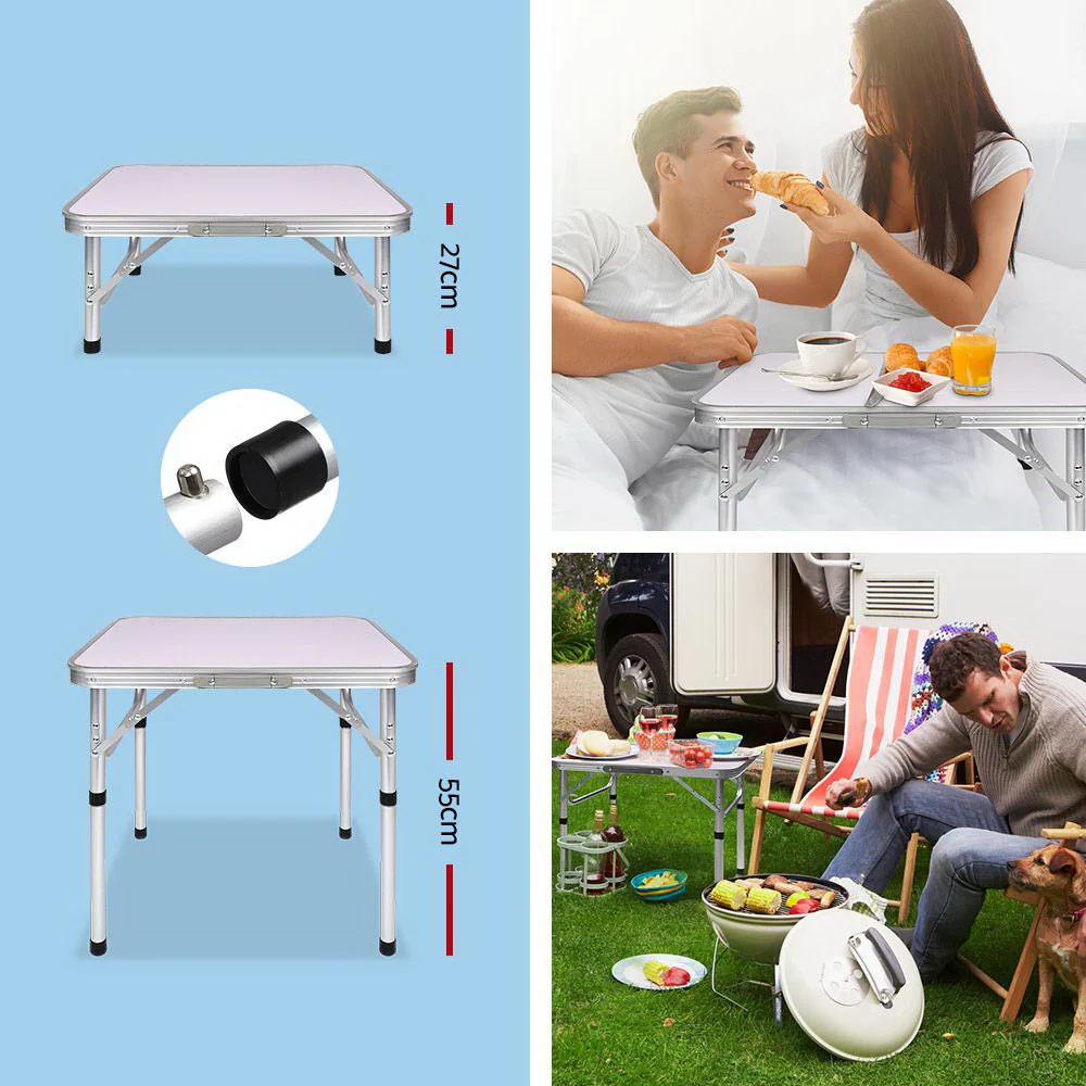 Folding Camping Table 60CM Adjustable Portable Outdoor Picnic Desk - Nurns