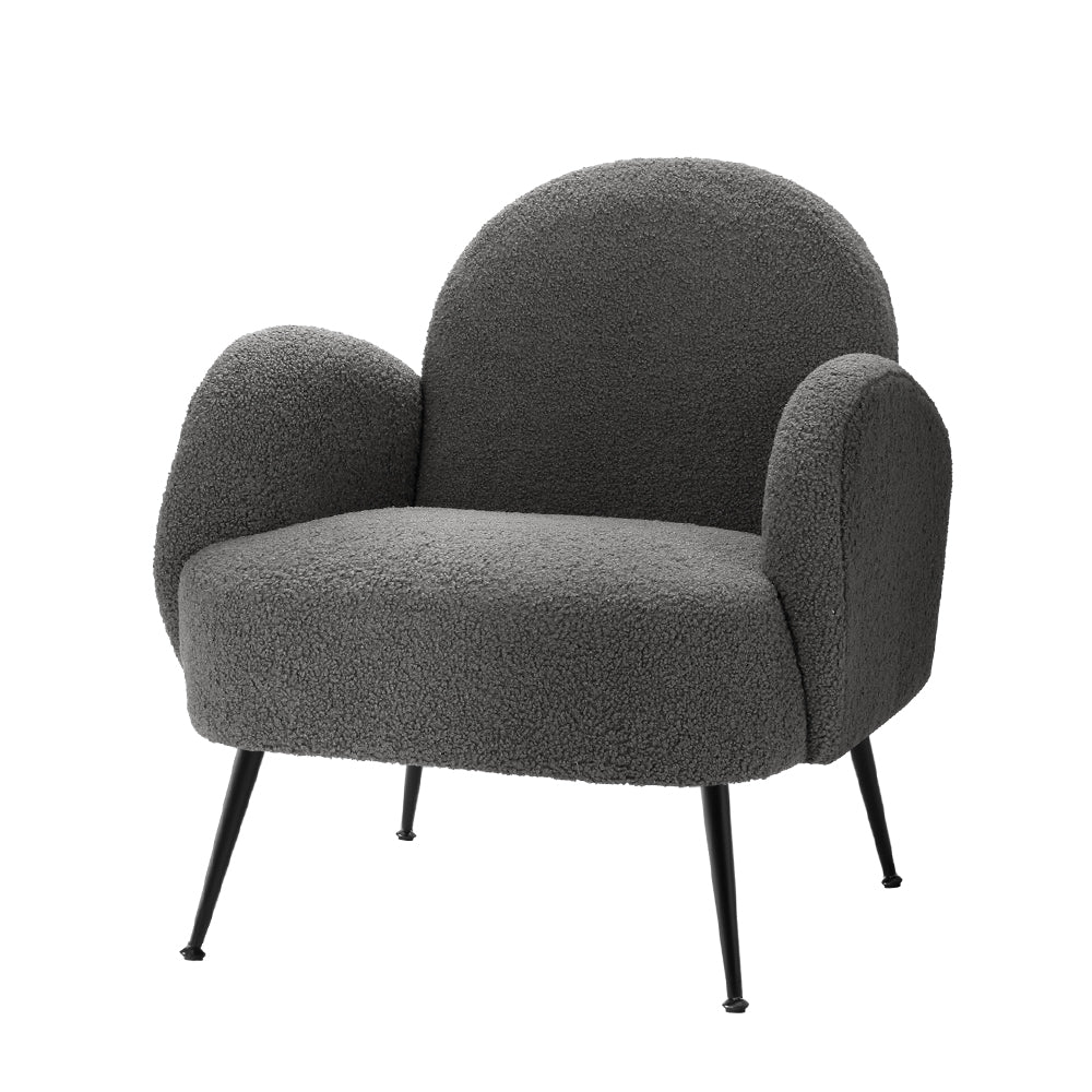 Mariana Accent Sherpa Bouclé Lounge Armchair - Charcoal - Nurns