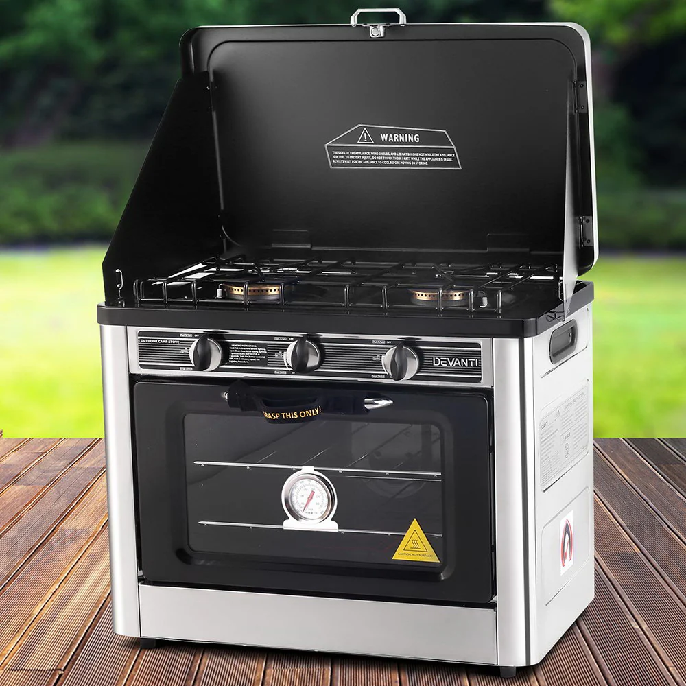 Devanti Portable Gas Oven LPG Silver - Nurns