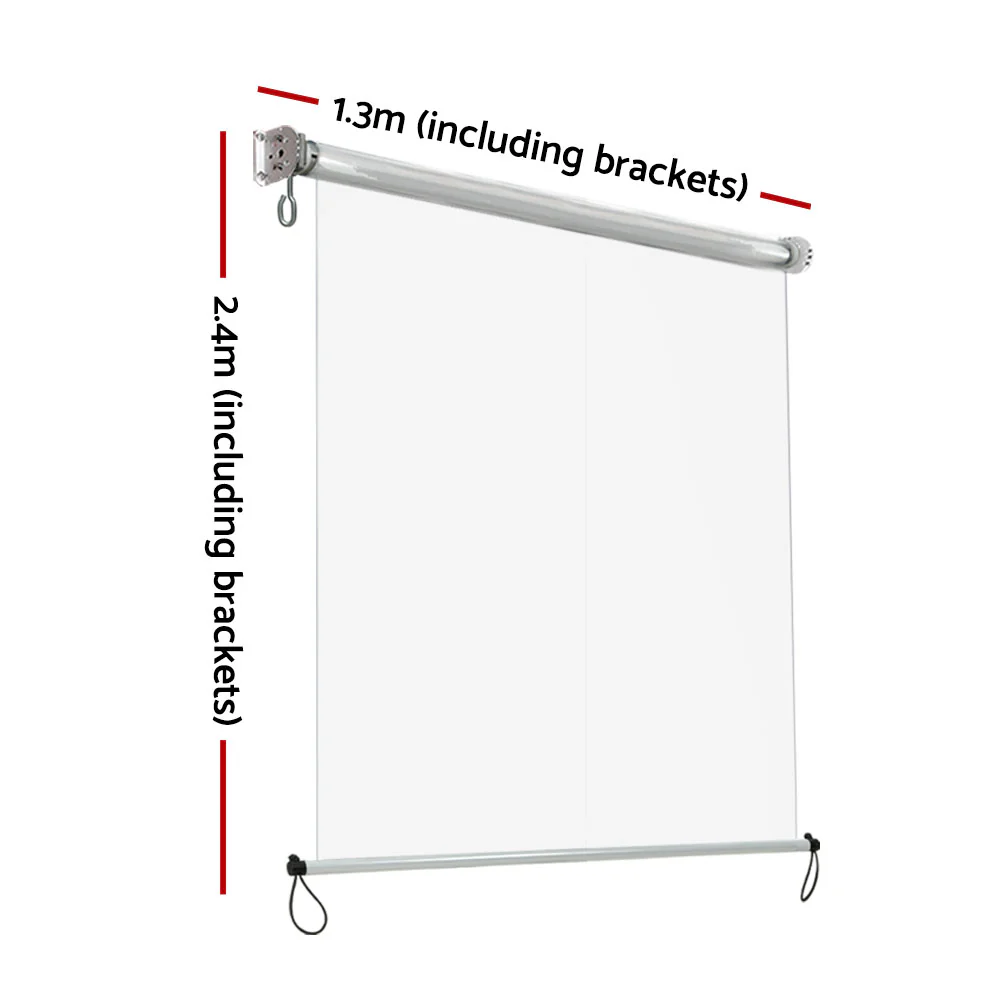 Instahut Outdoor Blinds Transparent Roll Down Awning Window Shade 1.3x2.4M - Nurns
