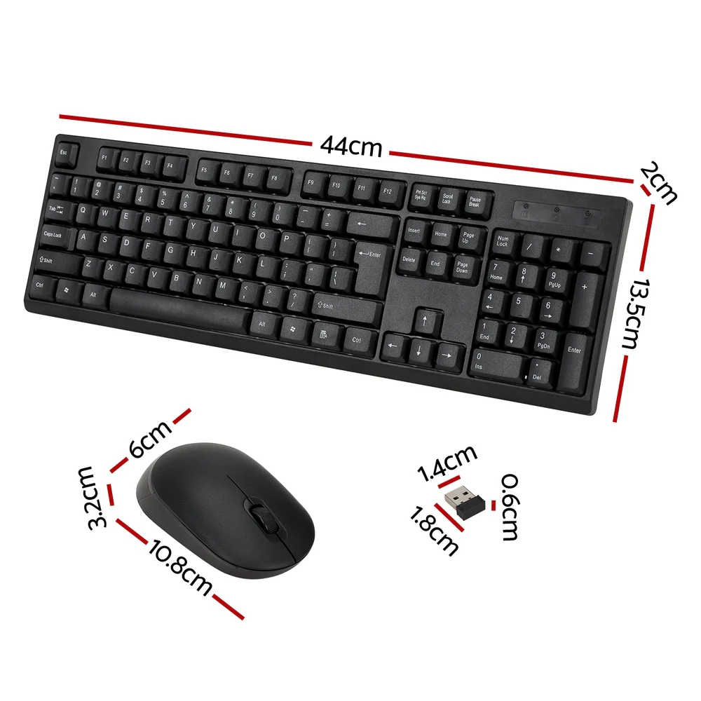Wireless Keyboard and Mouse Combo Bluetooth Set for PC Laptop Phone Tablet 104 Keys Black - Nurns