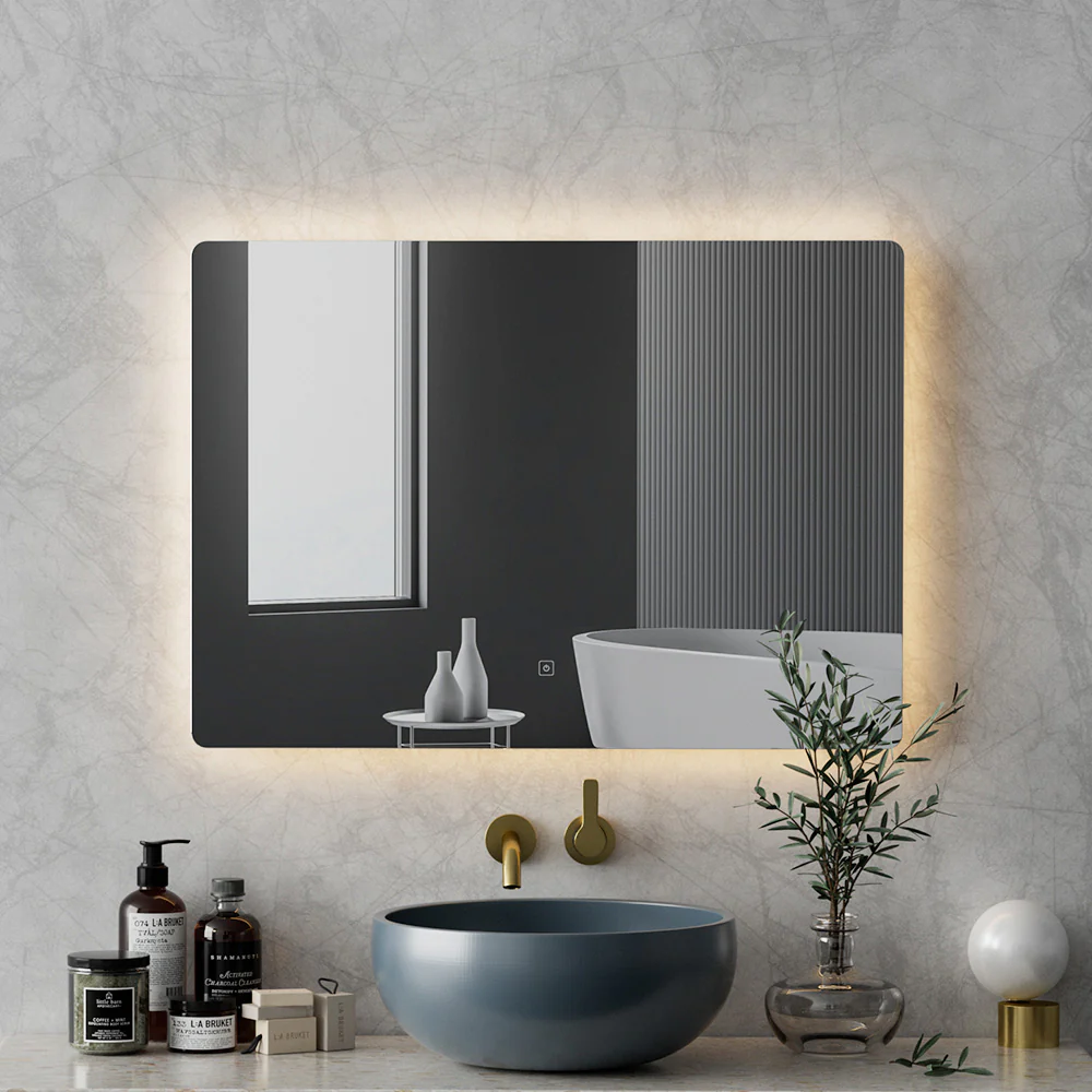 Wall Mirror 70X50cm with LED Light Bathroom Home Decor Round Rectangle - Nurns