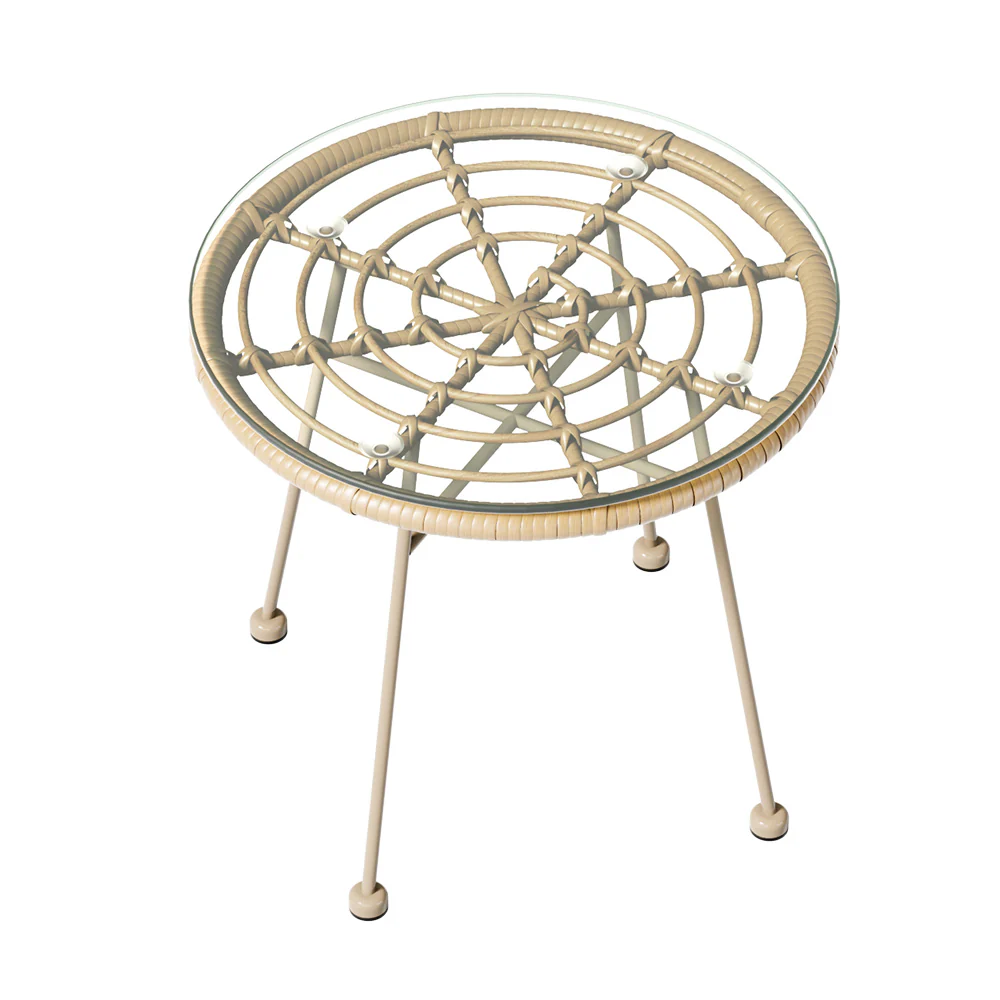 Aleric 2-Seater Table Chairs Patio Furniture 3-Piece Outdoor Lounge Set - Beige - Nurns