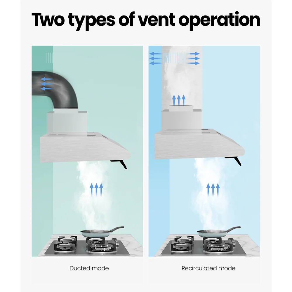 Devanti 900mm Range Hood 90cm Rangehood Stainless Steel - Nurns