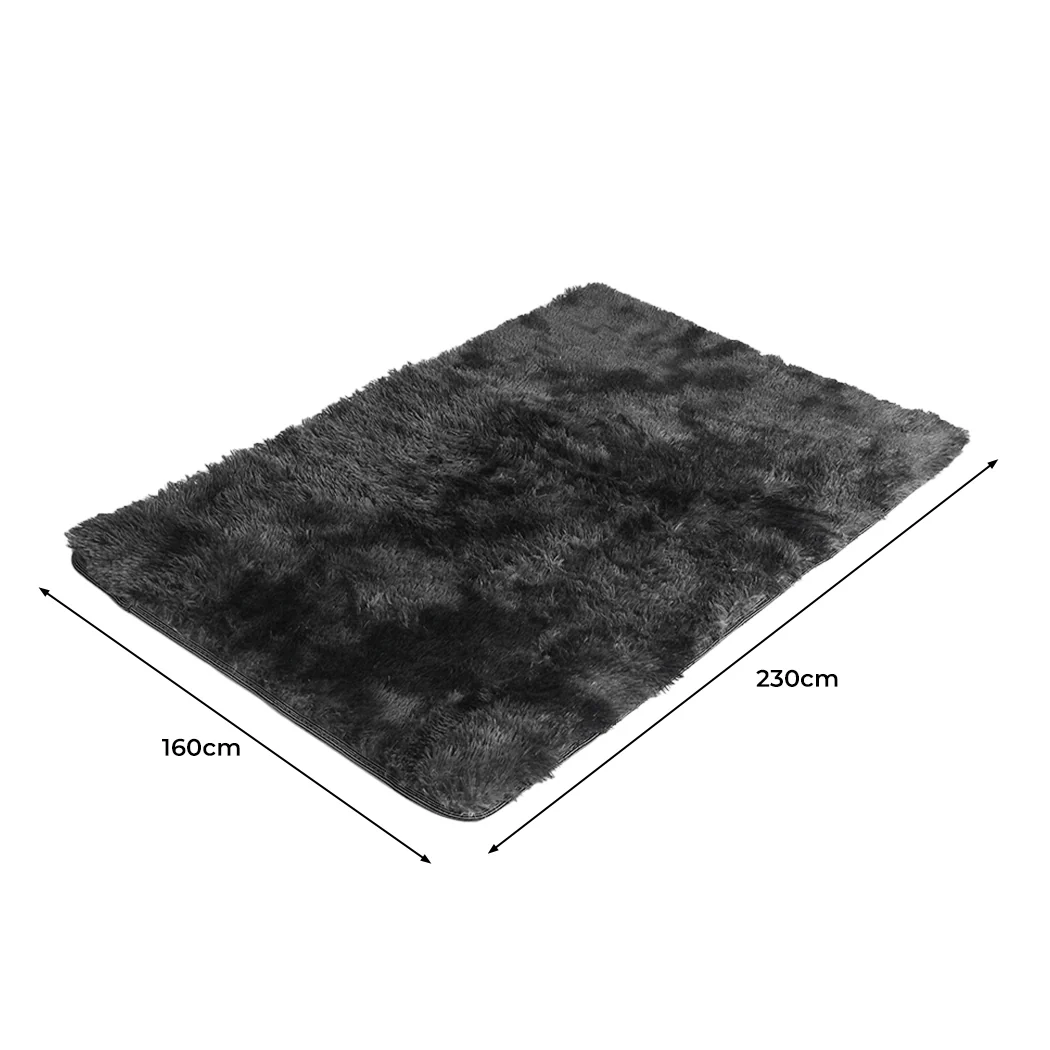 Caden 160x230 Floor Rug Shaggy Soft Large Area Rugs Tie-Dyed - Black - Nurns