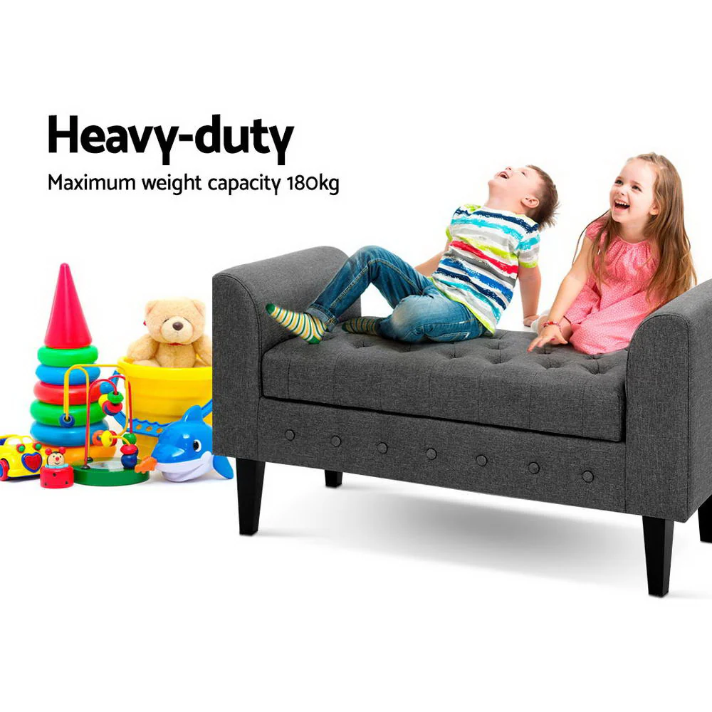 Fabric Storage Ottoman - Grey - Nurns