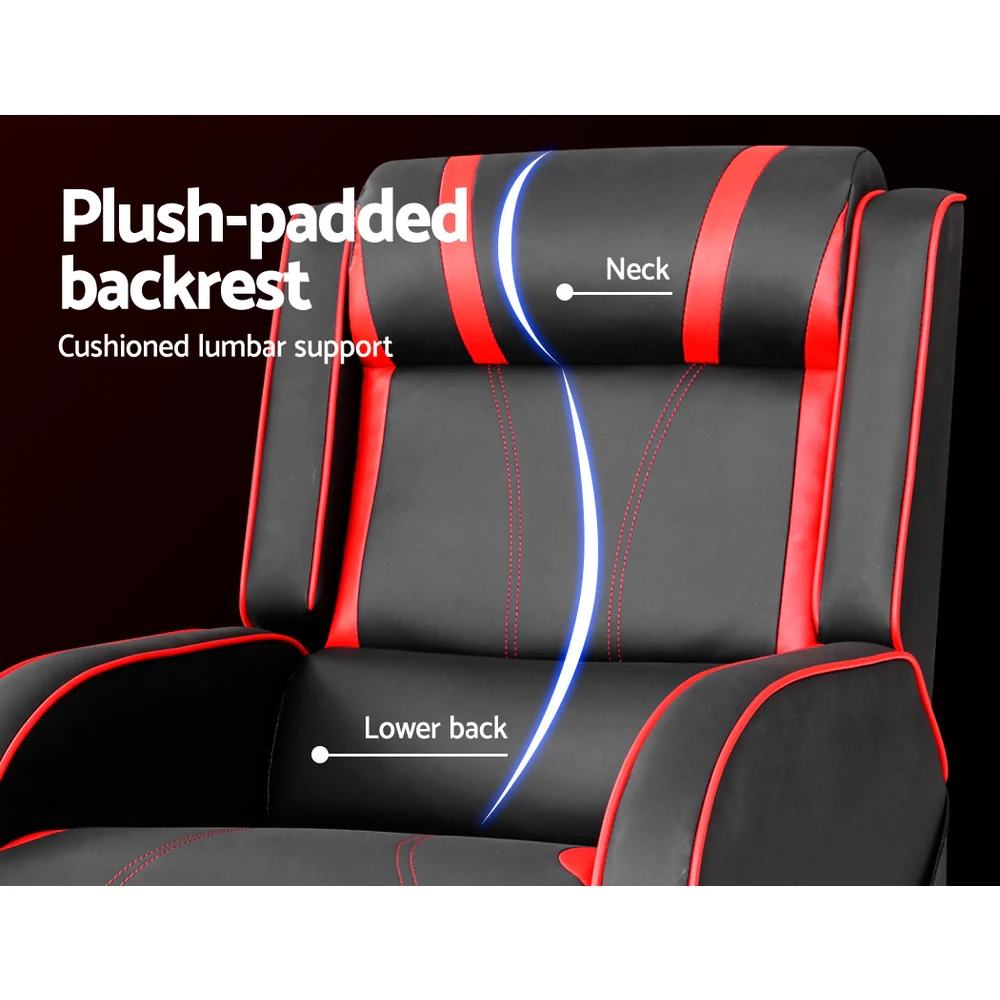 Kamira Recliner Chair Gaming Racing Armchair Lounge Chair Leather - Black - Nurns