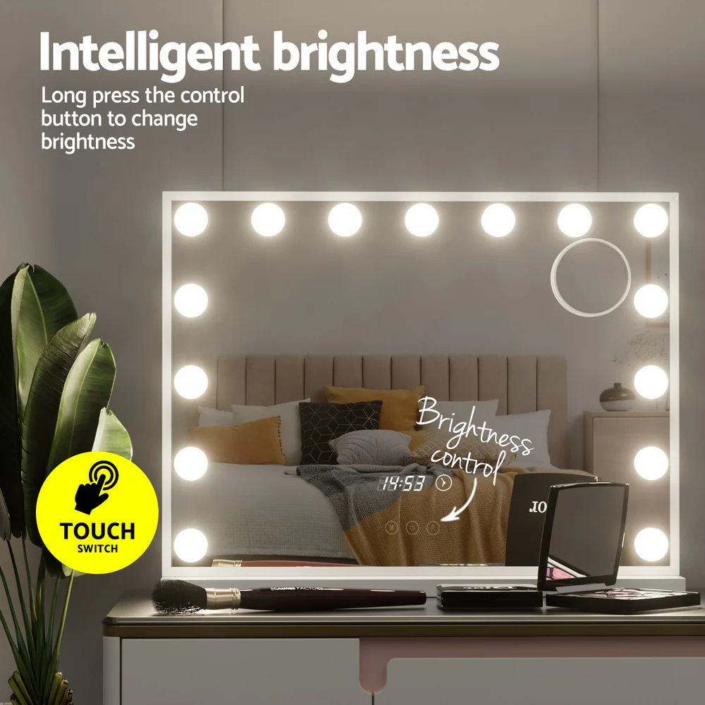Makeup Mirror Hollywood 58x45cm 15 LED Time - Nurns