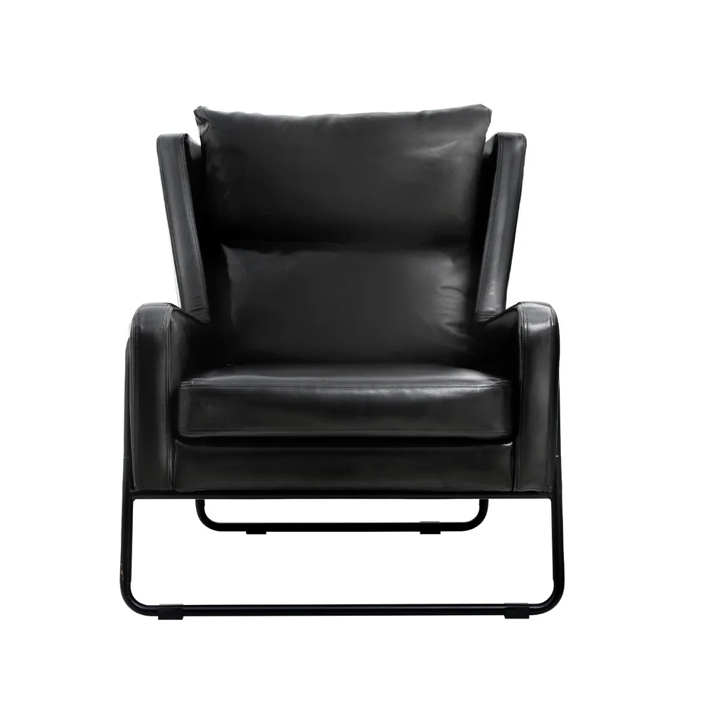 Milly Armchair Accent Chair PU Leather Wingback - Black - Nurns