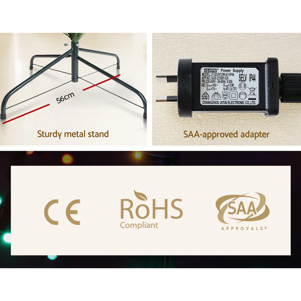 6ft 1.8m 300 Tips Christmas Tree Optic Fibre Xmas tree - Warm White - Nurns