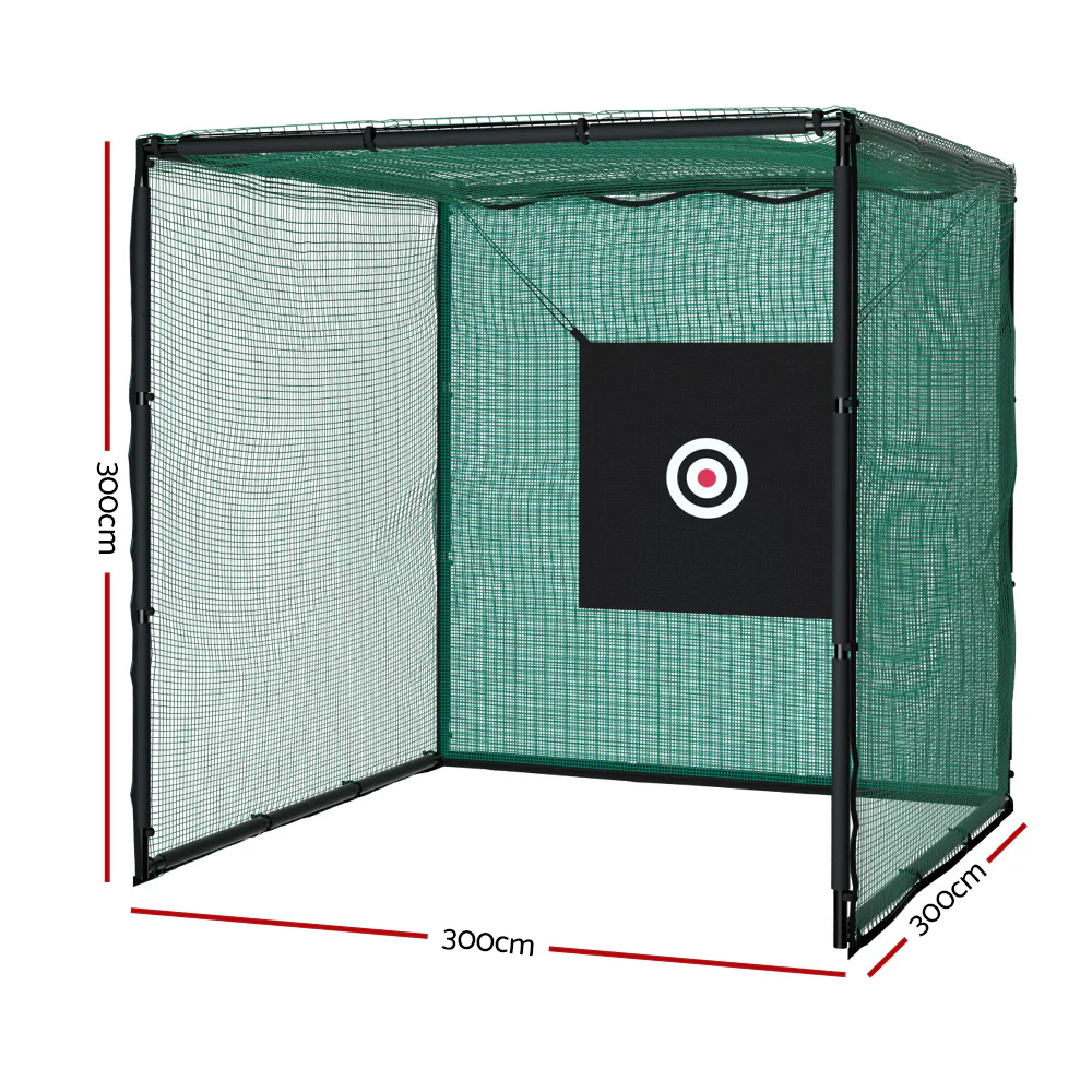 Everfit 3m Golf Practice Net Hitting Cage with Steel Frame Baseball Training - Nurns