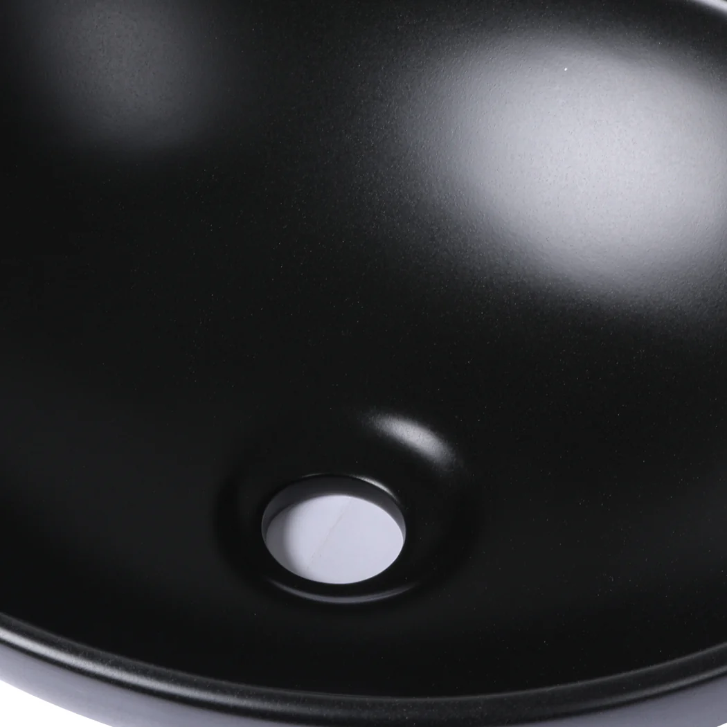 Wash Basin Oval Ceramic Hand Bowl Bathroom Sink Vanity Above Counter Matte Black - Nurns