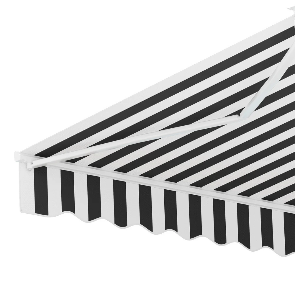 Instahut Retractable Folding Arm Awning Manual Sunshade 4Mx3M Grey White - Nurns