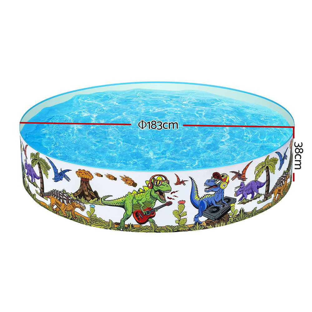 Bestway Kids Pool 183x38cm Round Above Ground Rigid Swimming Pools Dinosaur 946L - Nurns