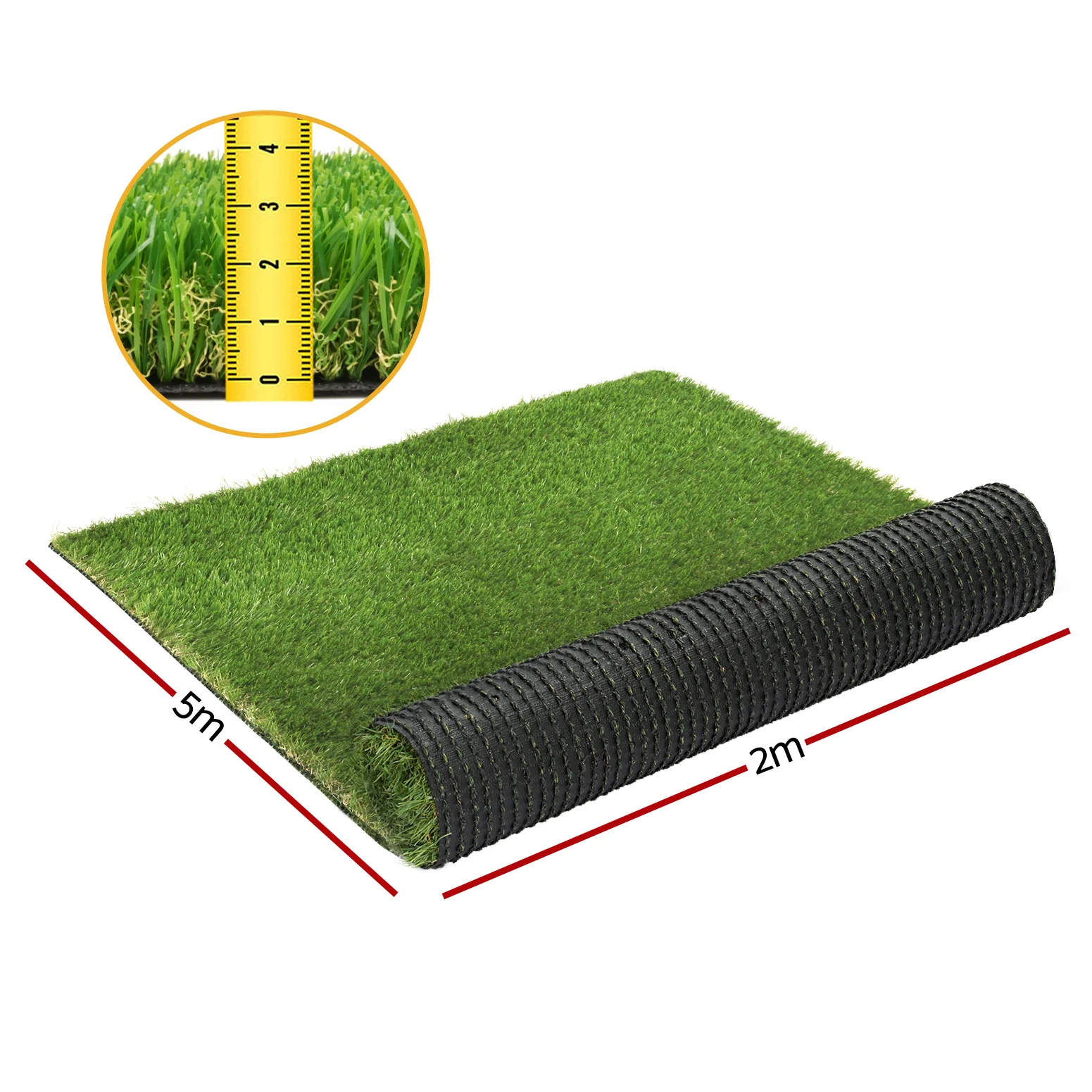 Primeturf Artificial Grass 30mm 2mx5m 50SQM Synthetic Fake Lawn Turf Plastic Plant 4-coloured - Nurns