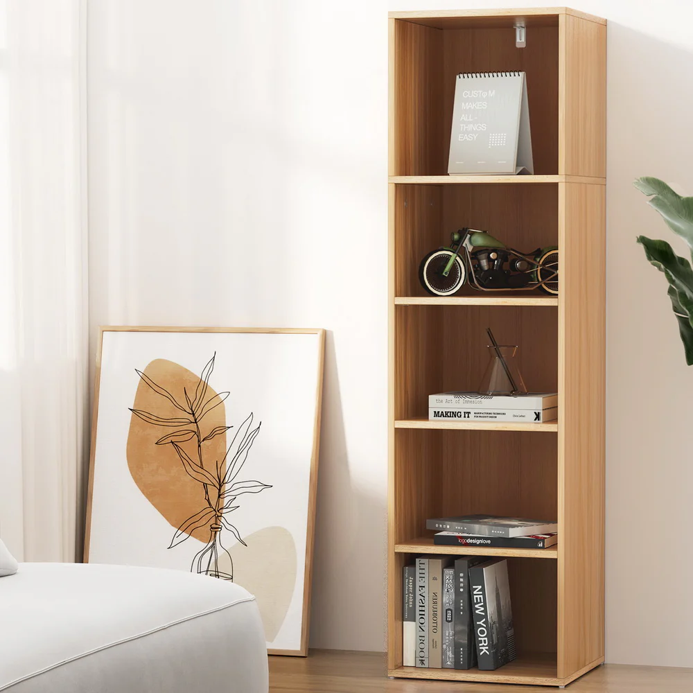 Artiss Bookshelf 5 Tiers Milo Pine - Nurns