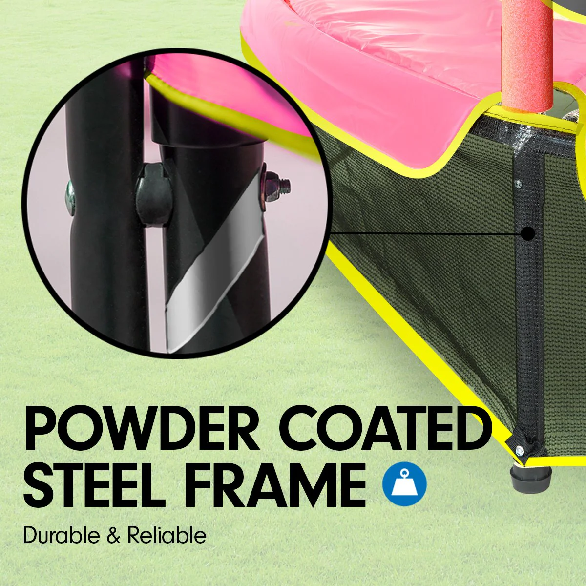 Kahuna Trampoline 4.5FT Round Free Safety Net Spring Pad Cover Mat Yellow Pink - Nurns