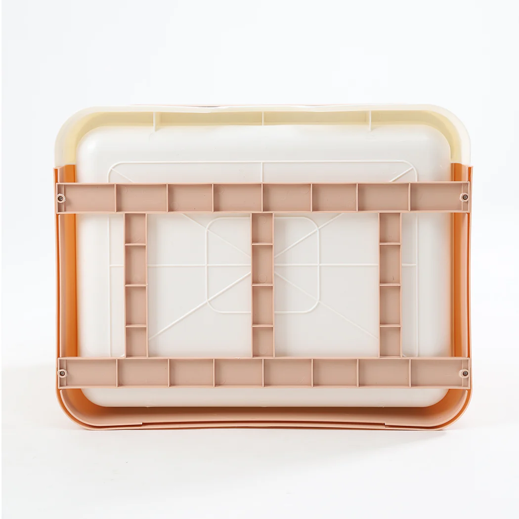 Foldable Cat Litter Box Tray Enclosed Kitty Toilet Hood Hair Grooming Pink - Pink - Nurns