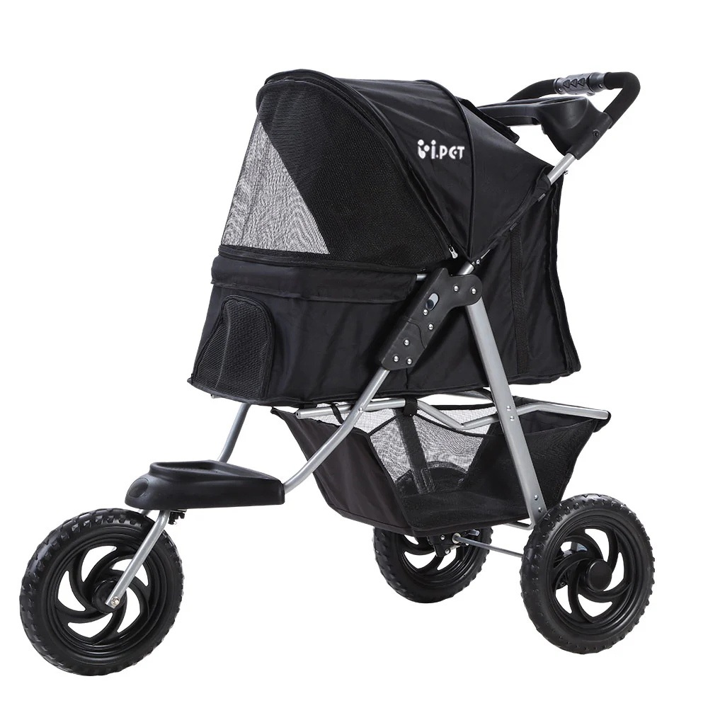 Pet Stroller Dog Carrier Foldable Pram Black Large - Nurns