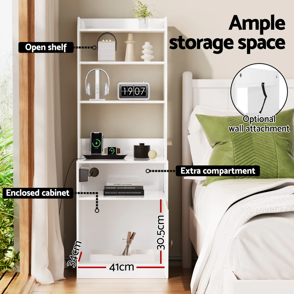 Estevan Wooden Bedside Tables - White - Nurns