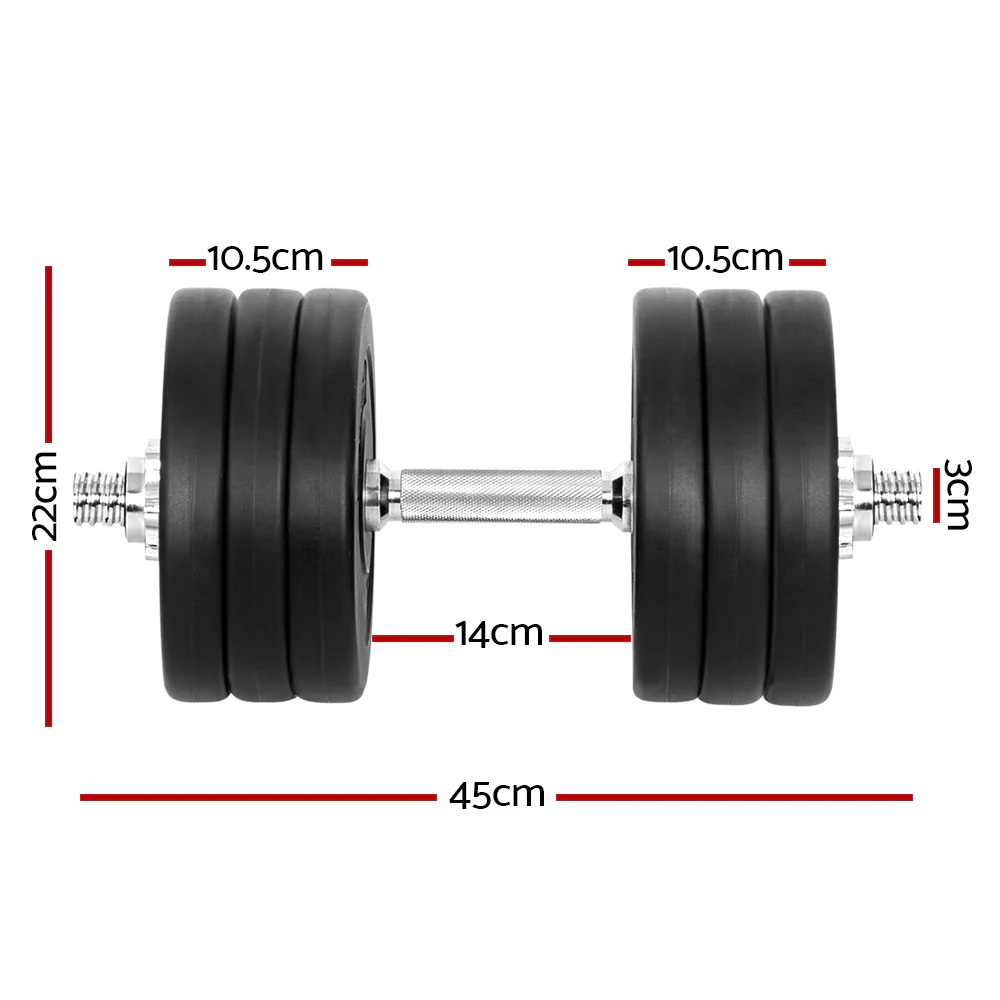 Everfit 35kg Dumbbell Set Weight Plates Dumbbells Lifting Bench - Nurns