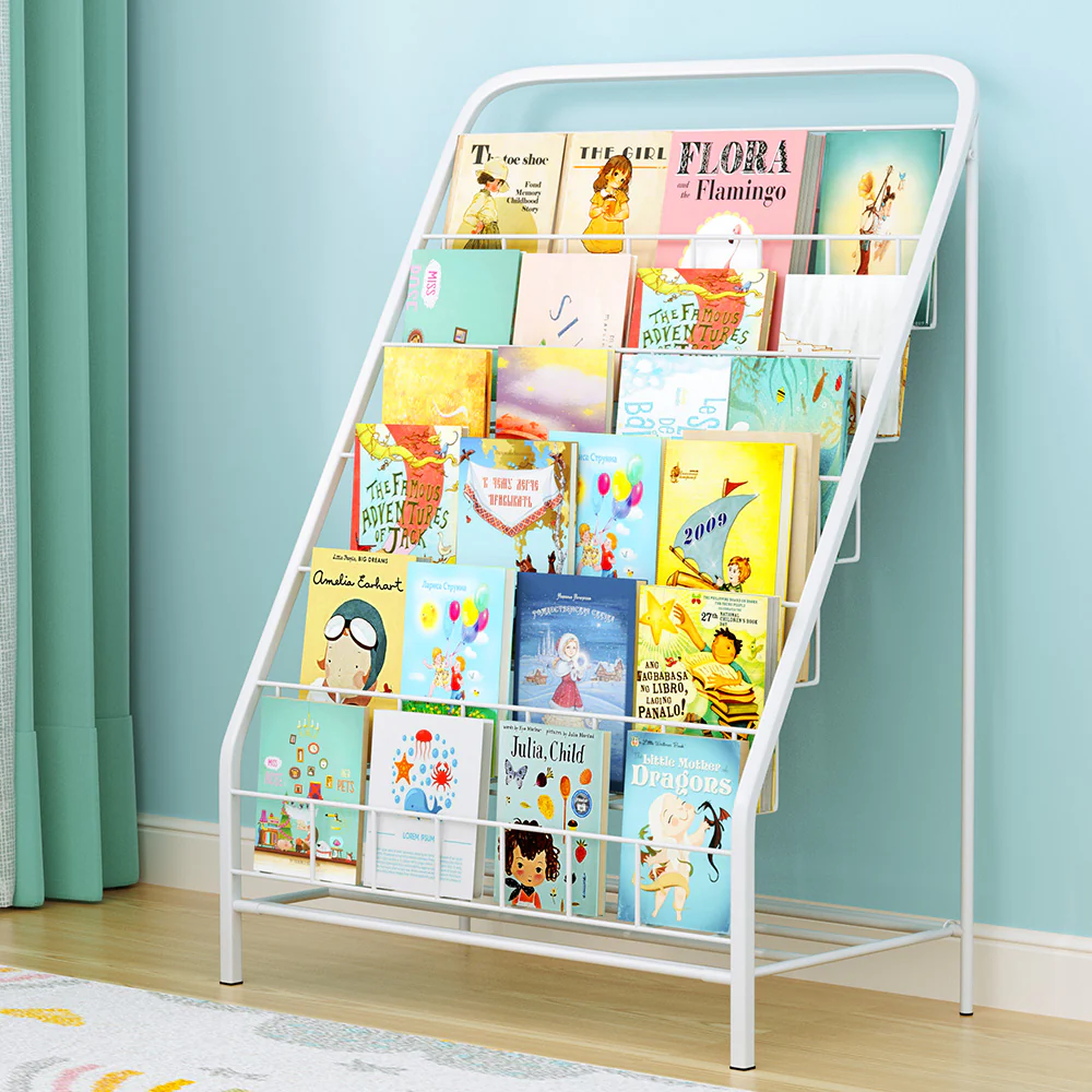 6 Tiers Kids Bookshelf Magazine Rack Children Bookcase Organiser Foldable - Nurns