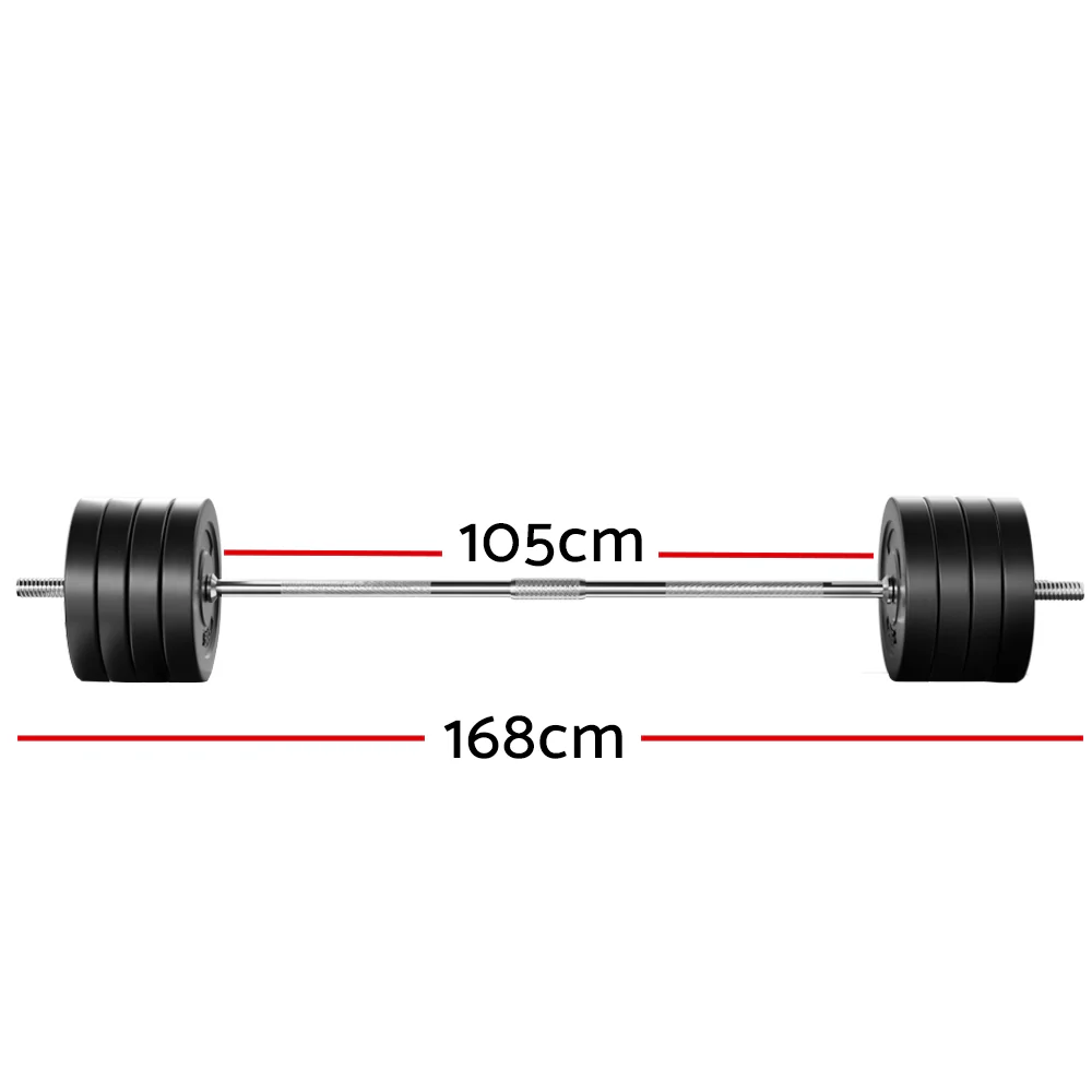 Everfit 88kg Barbell Set Weight Plates Bar Lifting Bench 168cm - Nurns