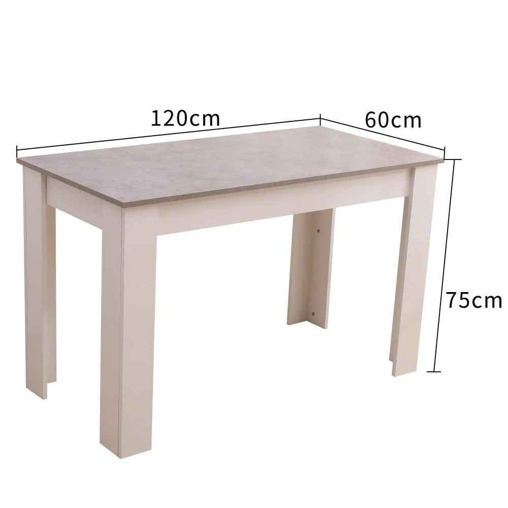 Dining Table Rectangular Wooden 120M - Grey & White - Nurns