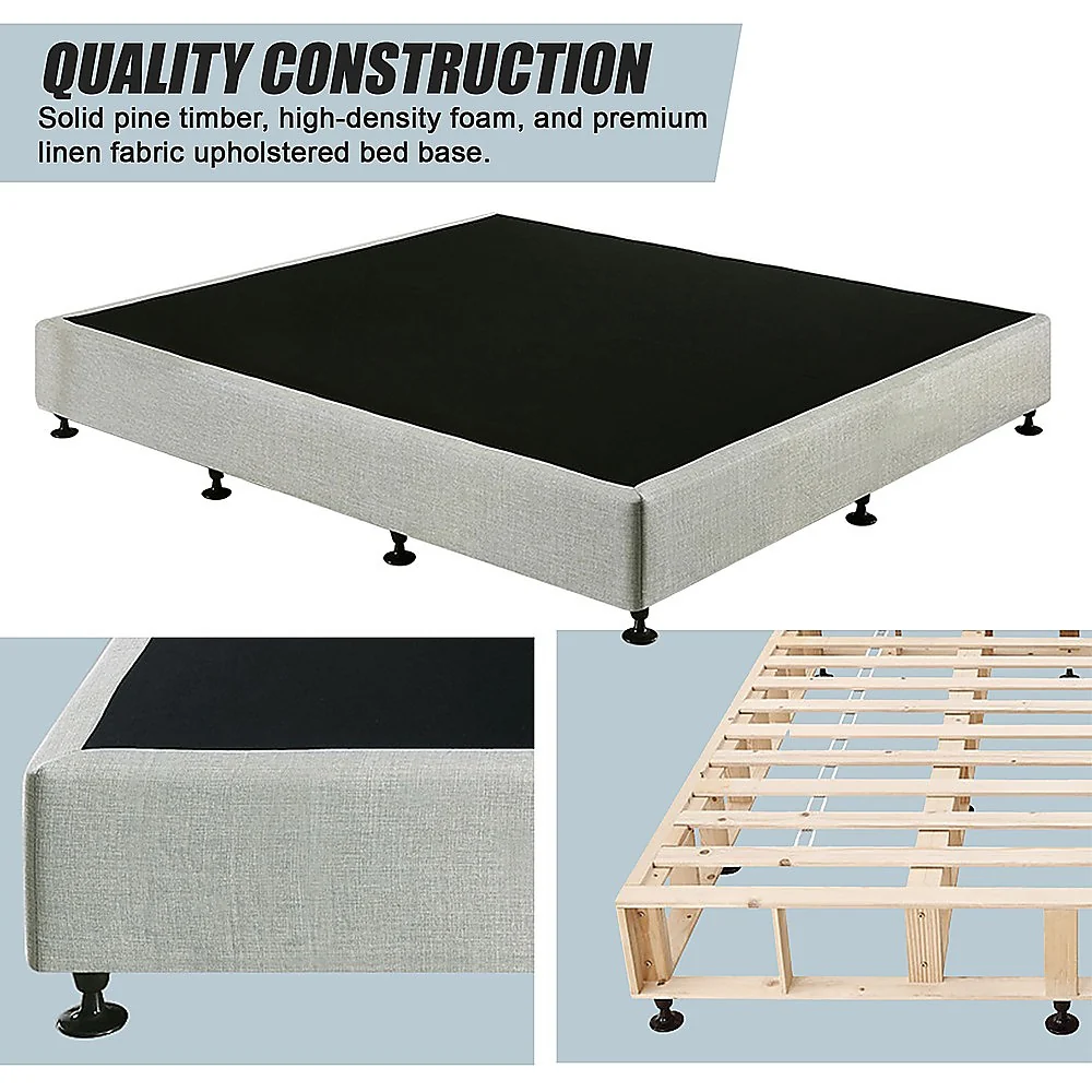 Aisha Ensemble Bed Base Linen Fabric - Light Grey King - Nurns