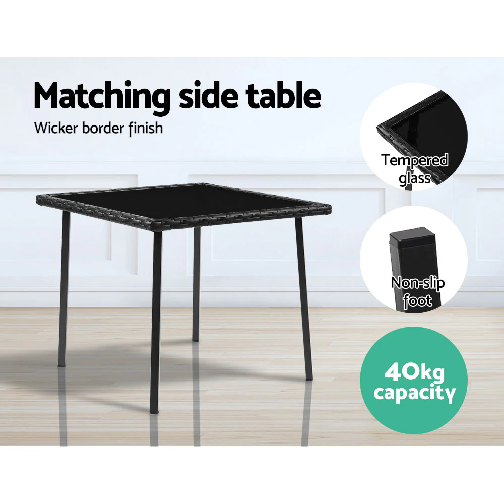 Eliza 2-Seater Rocking 3-Piece Outdoor Chair - Black - Nurns