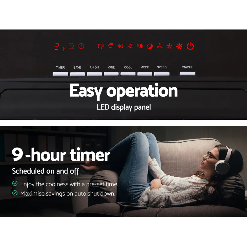 Evaporative Air Cooler Potable Fan Cooling Remote Control LED Display - Nurns