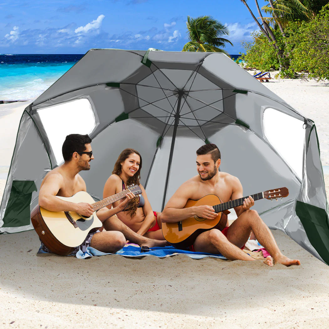 Mountview Beach Umbrella Outdoor Umbrellas Green 2.33M - Nurns