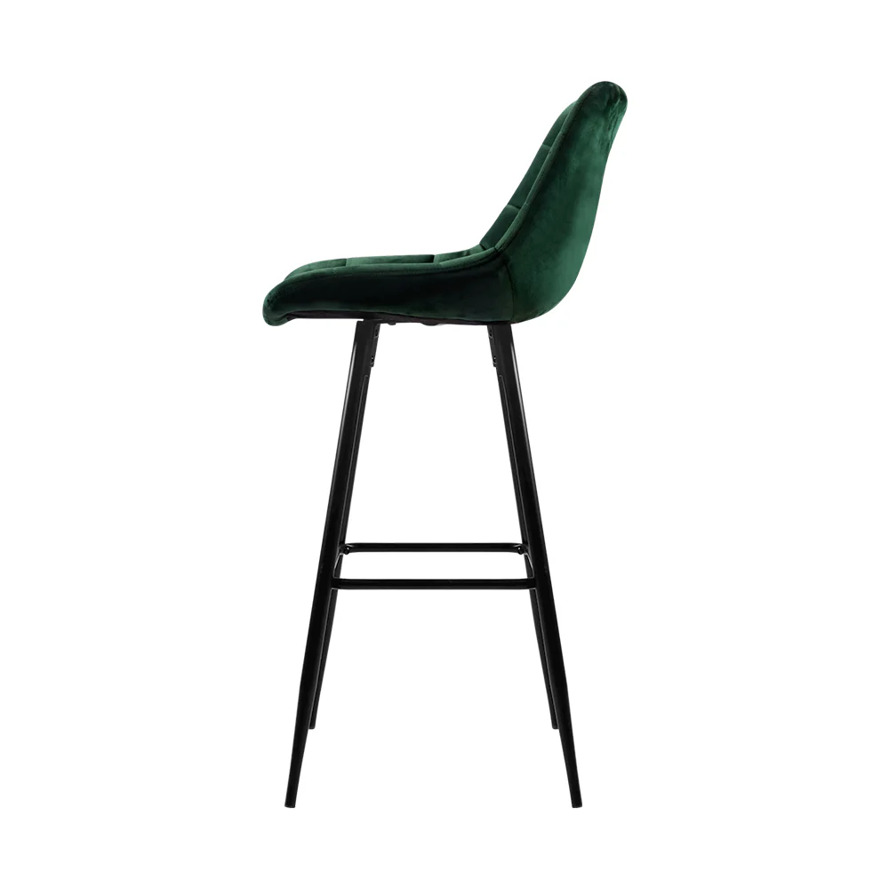 Set of 2 Loures Velvet Bar Stools - Green - Nurns