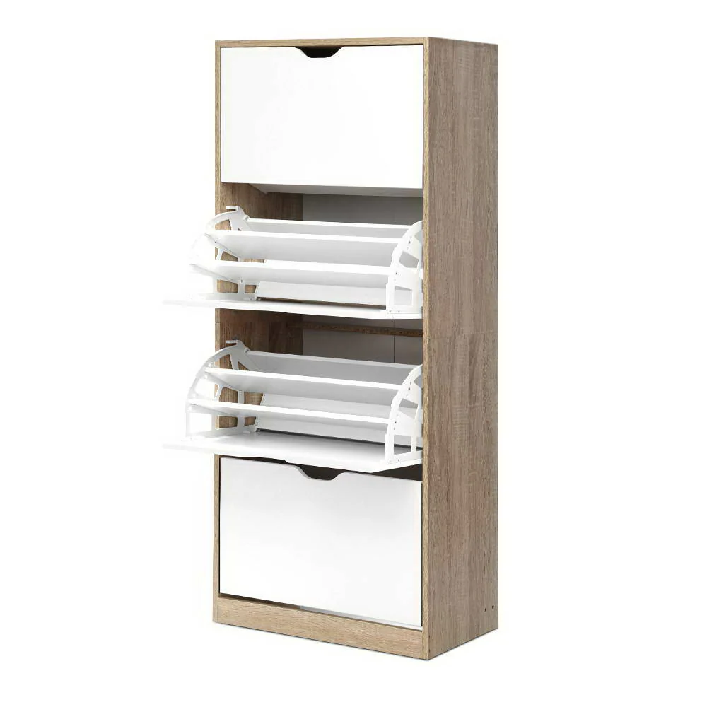 Artiss Shoe Rack Cabinet 60 Pairs 4-tier White Elen - Nurns