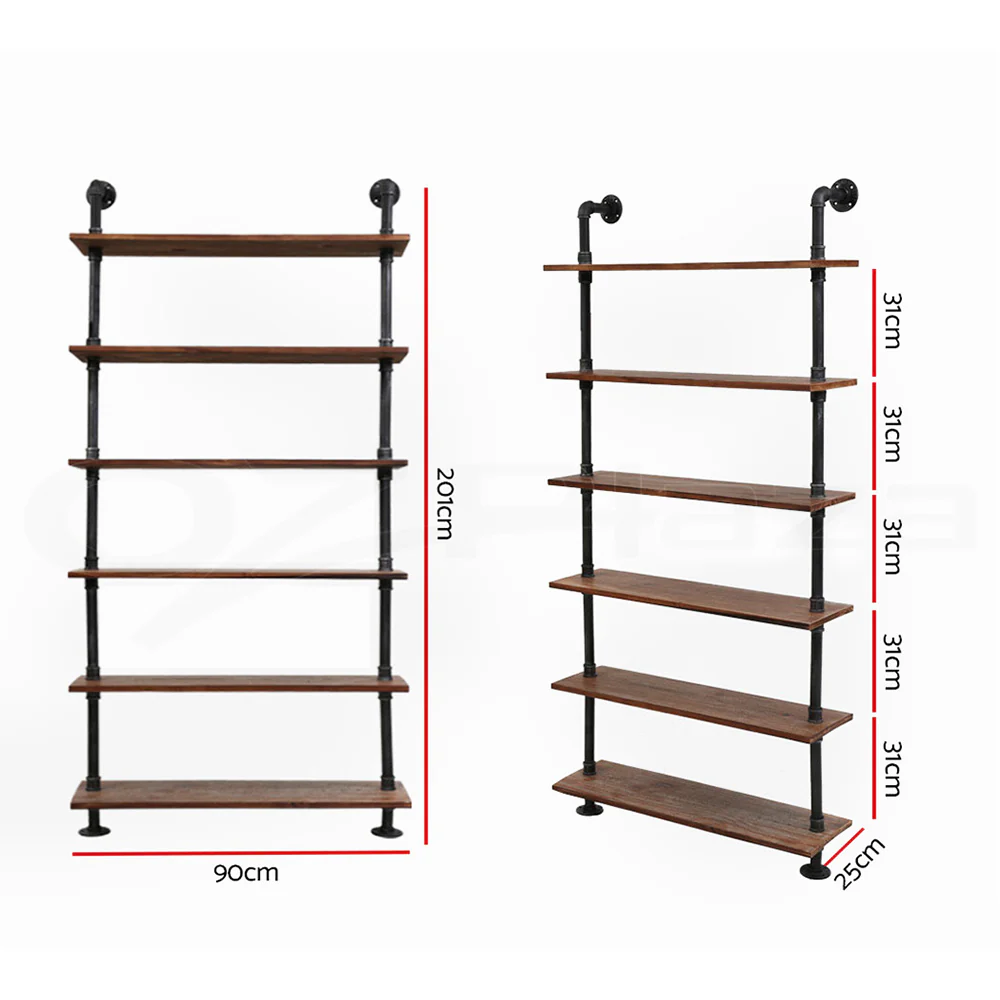 Artiss Floating DIY Pipe Shelf 6 Tiers - Ira - Nurns