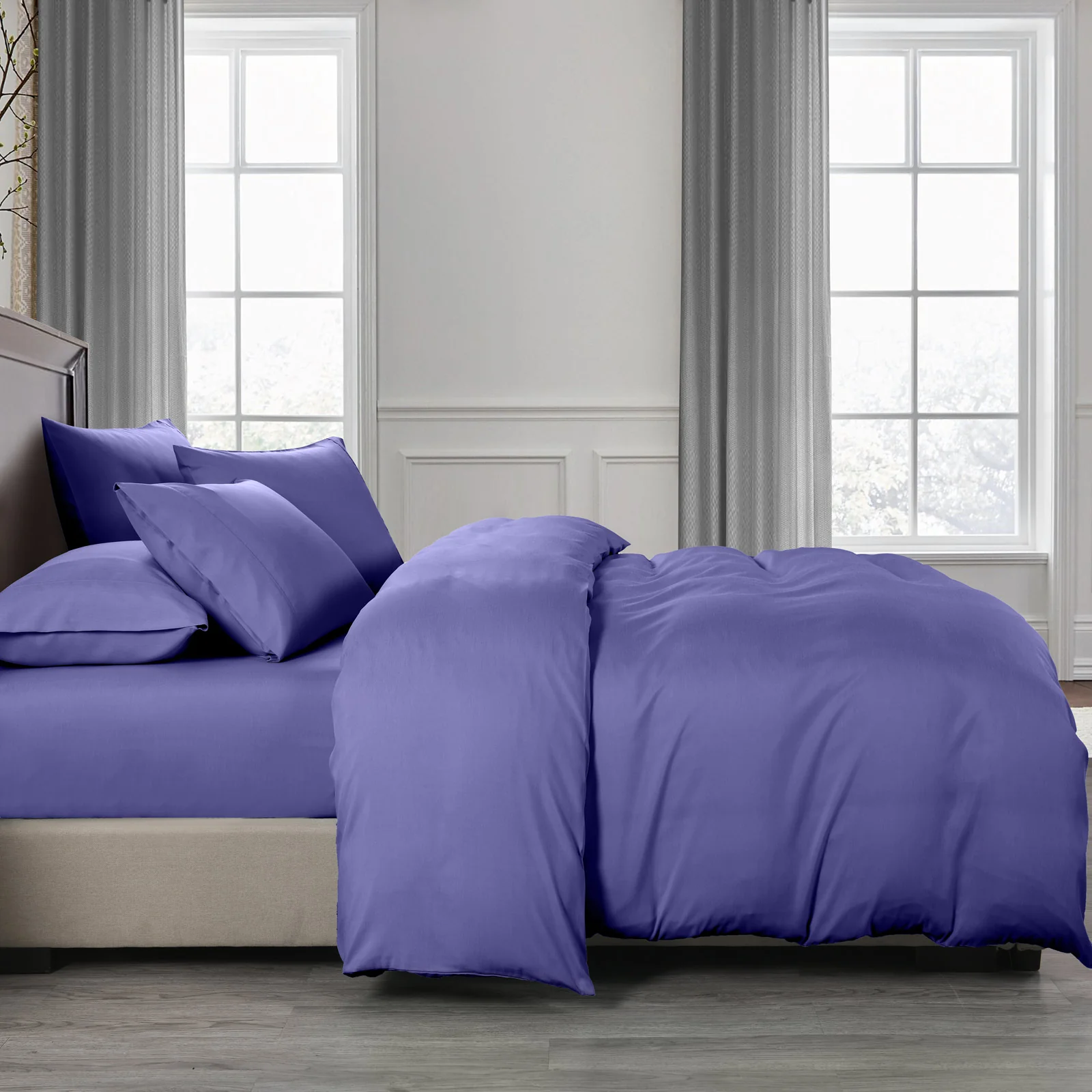 DOUBLE 2000TC Bamboo Cooling 6-Piece Bedding Combo Set - Royal Blue - Nurns