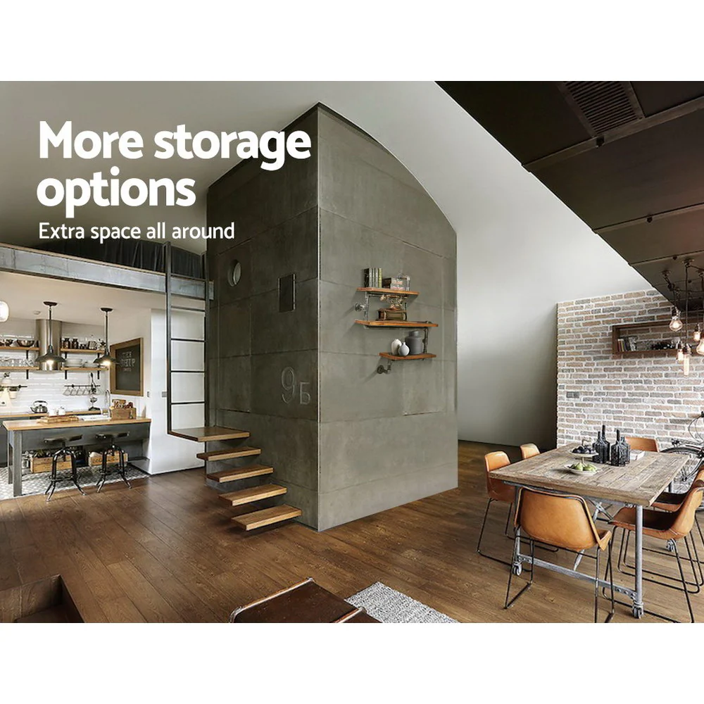 Artiss Floating DIY Pipe Shelf 3 Tiers - Iona - Nurns