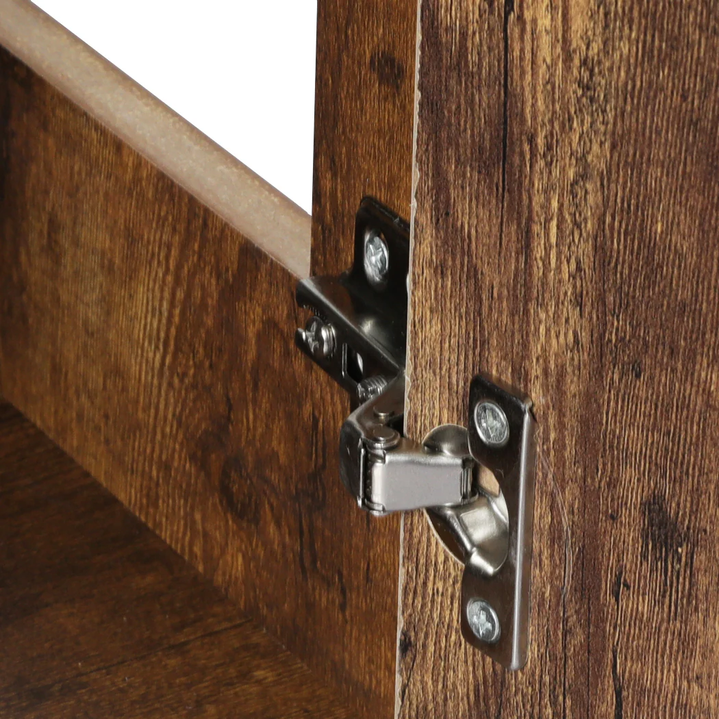 Enclosed Hooded Cat Litter Box Furniture Kitty Toilet Tray Pet House Table - Brown - Nurns