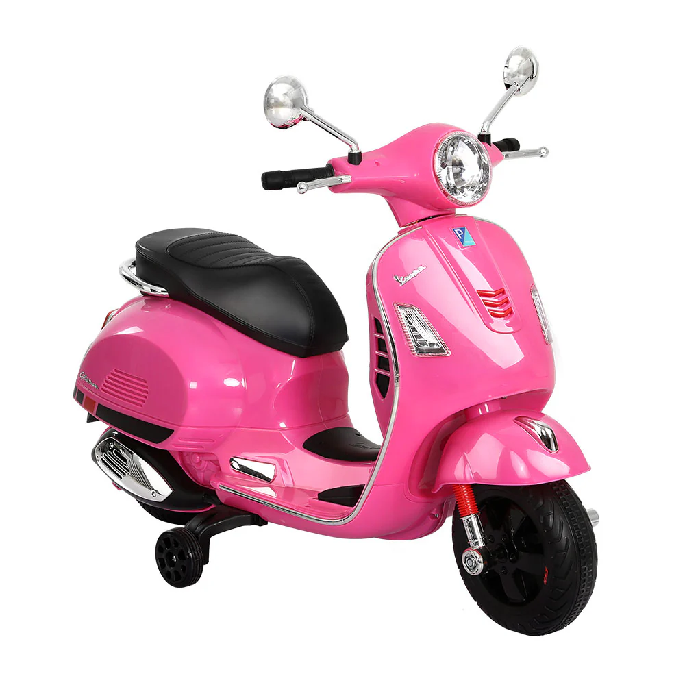Kids Ride On Car Motorcycle Motorbike VESPA Licensed Scooter Electric Toys - Pink - Nurns
