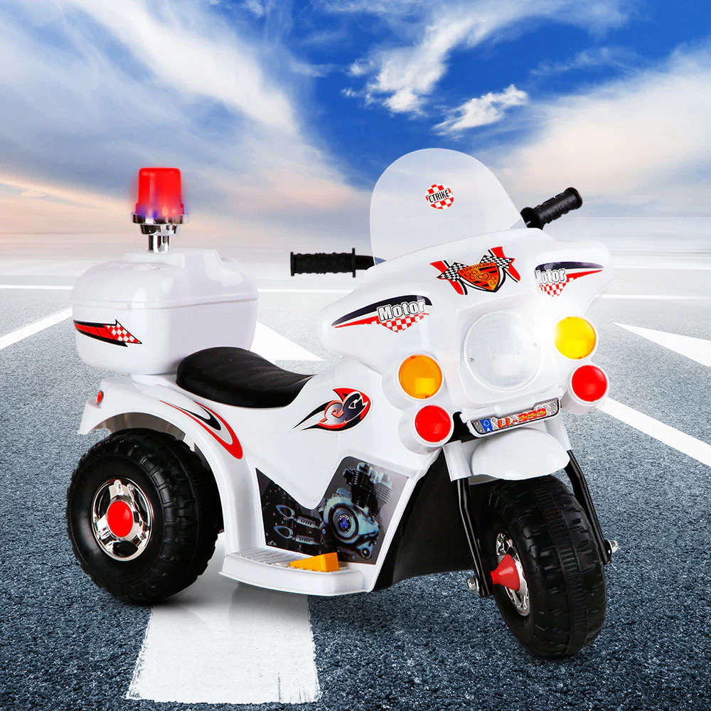 Kids Ride On Motorbike Motorcycle Car Toys - White - Nurns