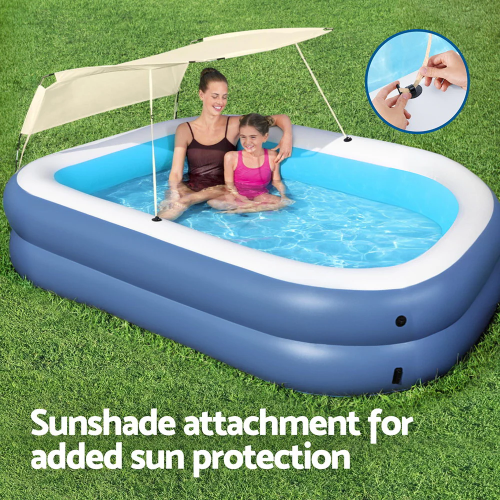 Bestway Kids Inflatable Pool Above Ground Splash Pool with Sunshade 254x178cm - Nurns