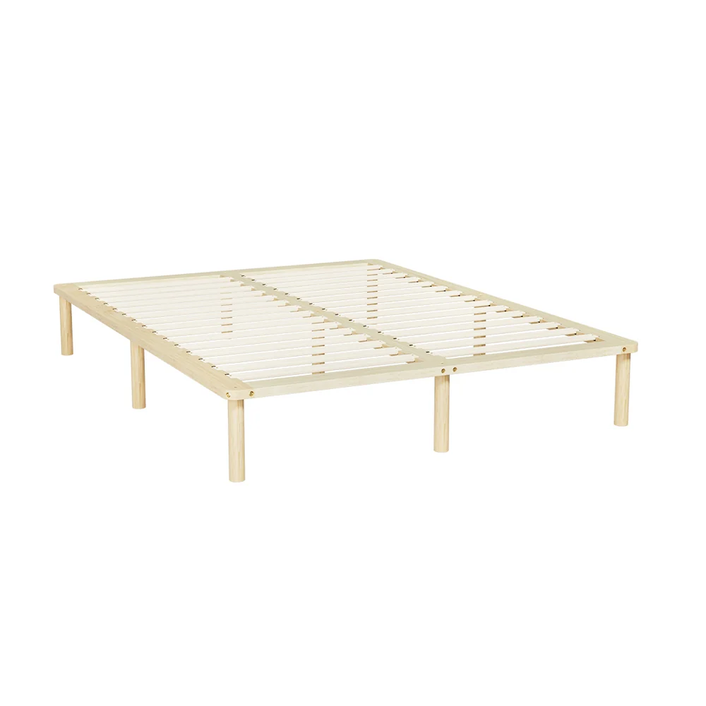 Elara Bed Frame Wooden Base Platform Timber Pine - Natural Double - Nurns