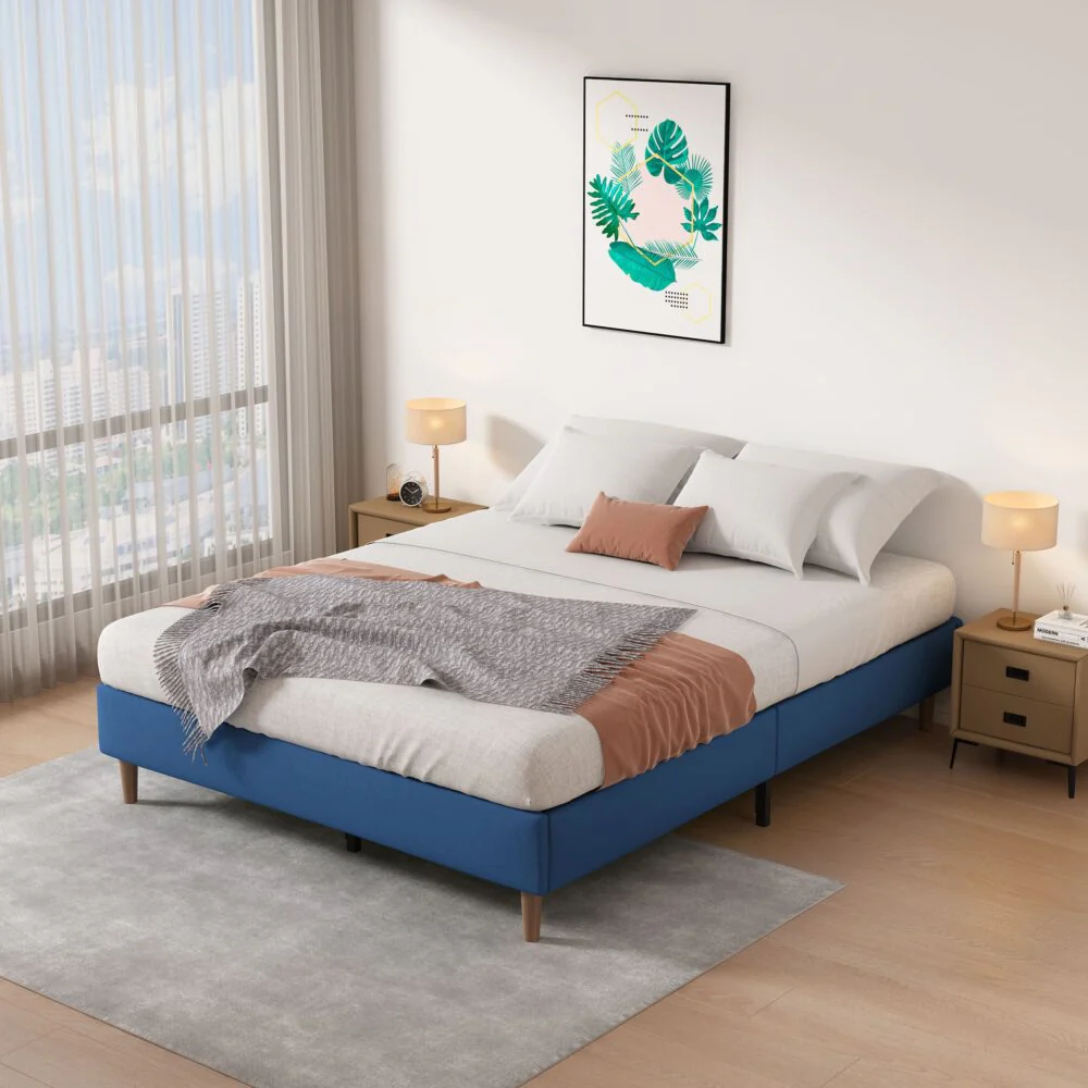 Maya Velvet Bed Frame - Blue Queen - Nurns