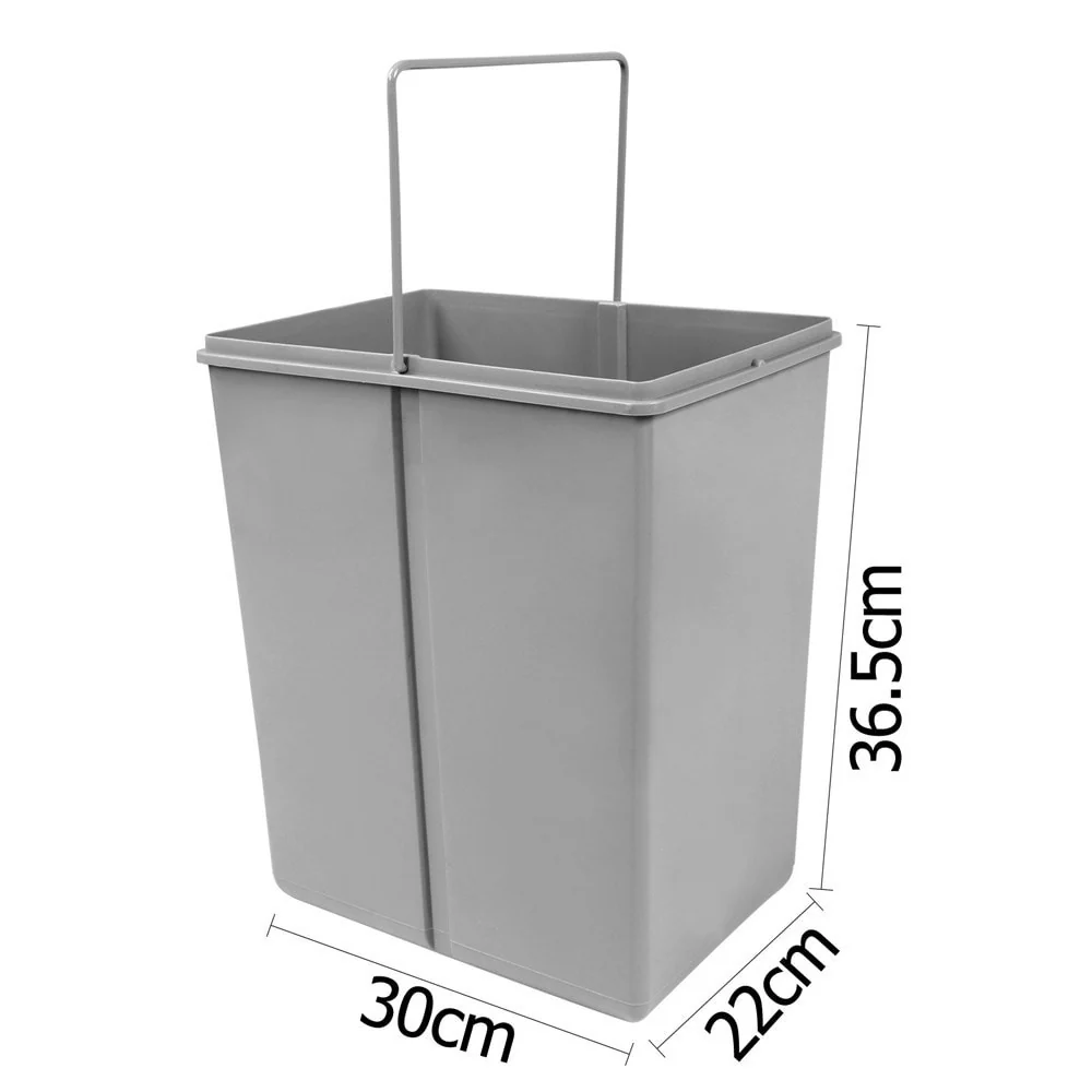 Pull Out Bin Kitchen Double Basket 2X20L Grey - Nurns