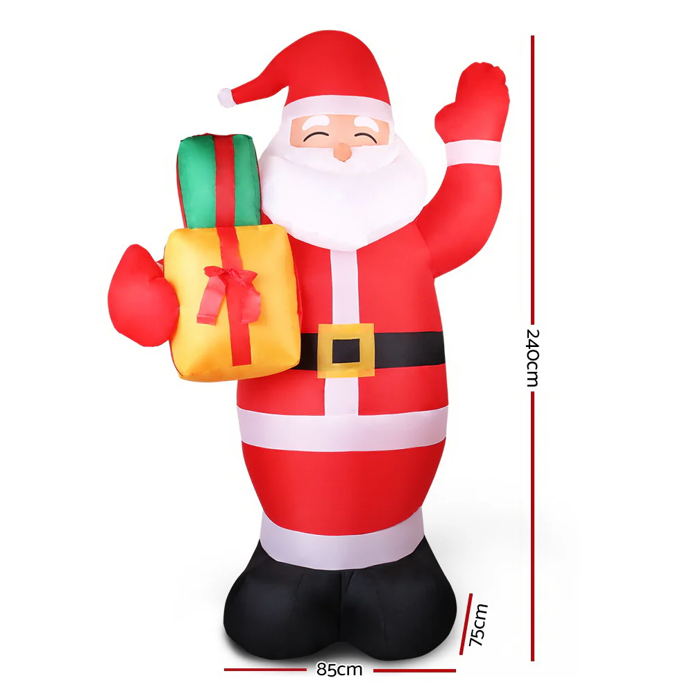 Santa Christmas Inflatable Illuminated Xmas Decorations - 2.4M - Nurns